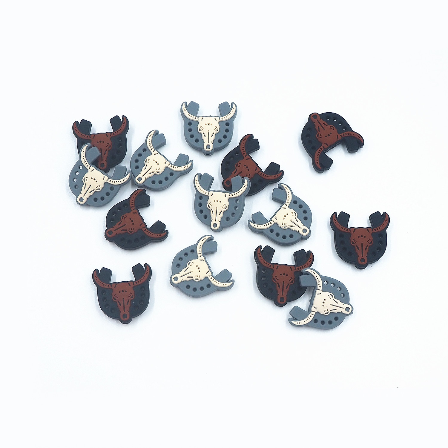 Chenkai 10PCS Cattle Focal Beads Silicone Charms For Pen Making Character Beads For Beadable Pen DIY Baby Pacifier Dummy Chains