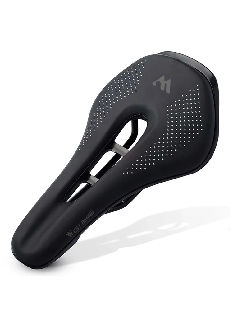 WEST BIKING Ultralight Road Bike Saddle MTB Short Nose Bicycle Seat PU Leather Hollow Prostatic
