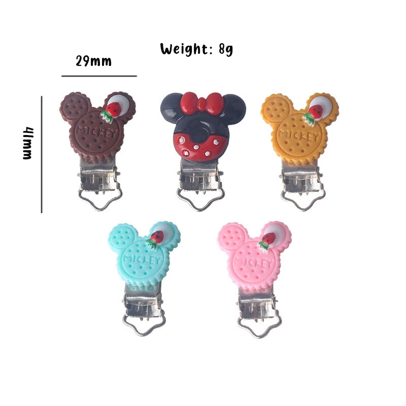 40*30mm 5pc/lot Cartoon Plastic Clip Baby Teething Beads Pacifier Chain DIY Necklace Accessories Safe Nursing Chewing BPA Free