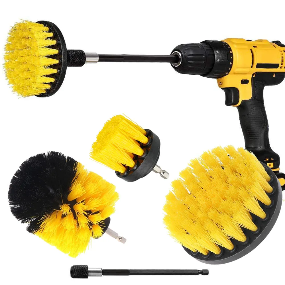 Drill Brush Attachment Set Power Scrubber Wash Cleaning Brushes Tool Kit with Extension for Clean