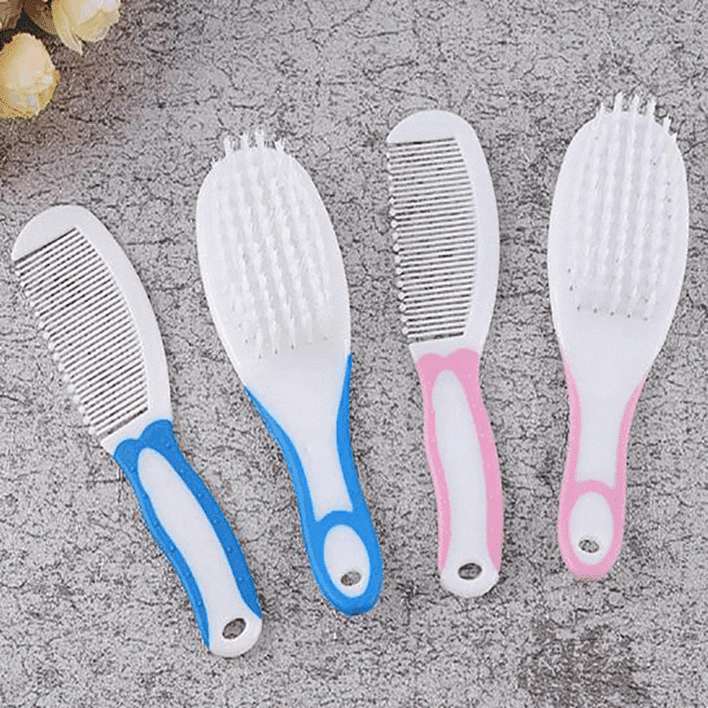 2Pcs/Set Baby Hairbrush Comb Portable Newborn Infant Toddlers Soft Hair Brush Head Massager Set Baby Kids Hair Care Supplies