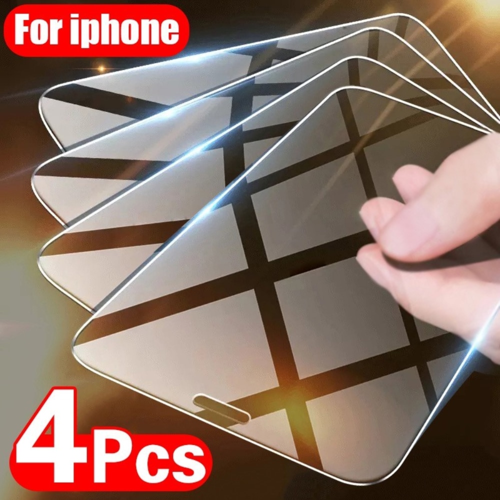 4PCS Tempered Glass for iPhone 13 12 11 Pro Max Mini Screen Protector for iPhone 14 Pro 7 8 6 6S Plus SE 2020 X XR Xs Max Glass