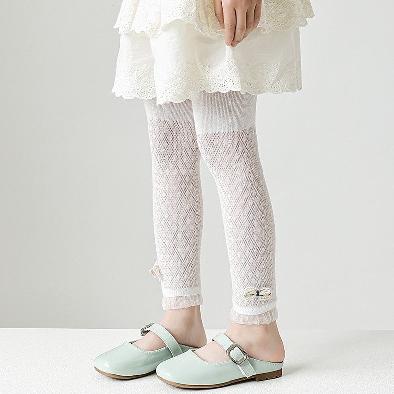 Girls Pantyhose Aged 1-7 Summer Thin Mesh See-through Lace Cotton Cute Princess Kids Pants Dress Accessories Children Leggings