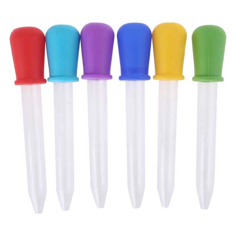 Kids Oral Liquid Dropper for Candy Oil Kitchen Kids Gummy Making 6 Colors Plastic Pipettes 5mL Capacity