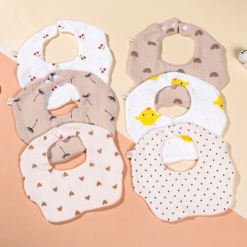 Four Seasons pure cotton six-layer gauze baby bib children's cotton 360 degrees rotatable drool towel baby drool towel