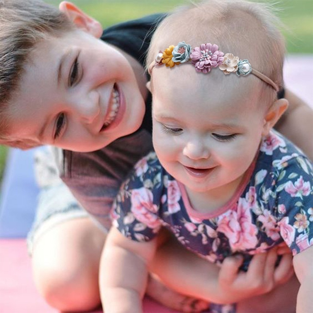 Baby Flower Headband Princess Flower Nylon Headbands Infant Headwear Hair Accessories for Children Newborn Toddler 0-3 Years