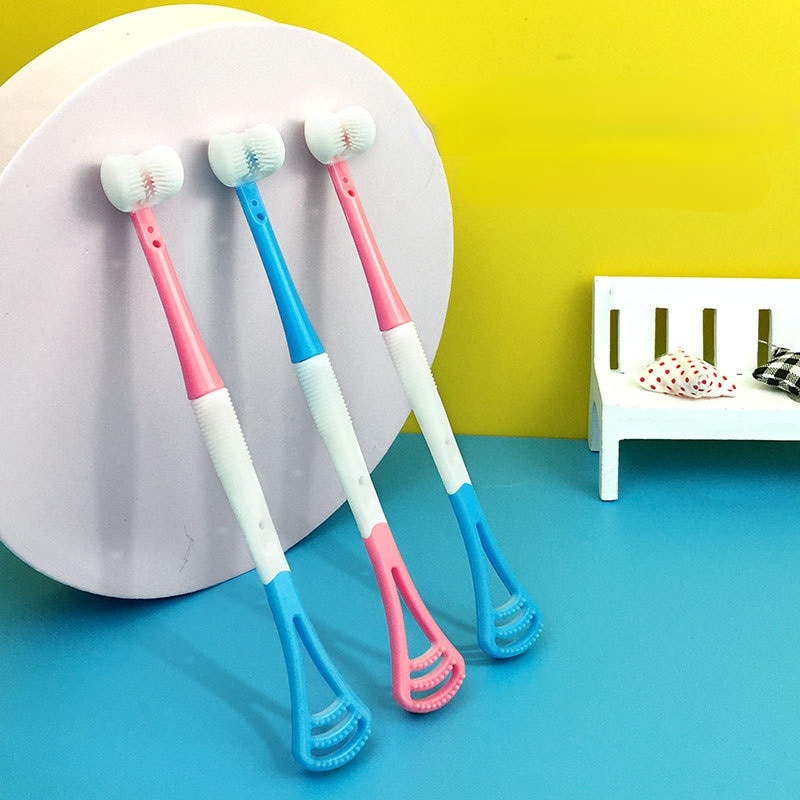 Three Sided Safety Soft Tooth Brush Children Oral Hygiene Care Teeth Whitening Items Creative Baby Toothbrush for 2-12Y Child