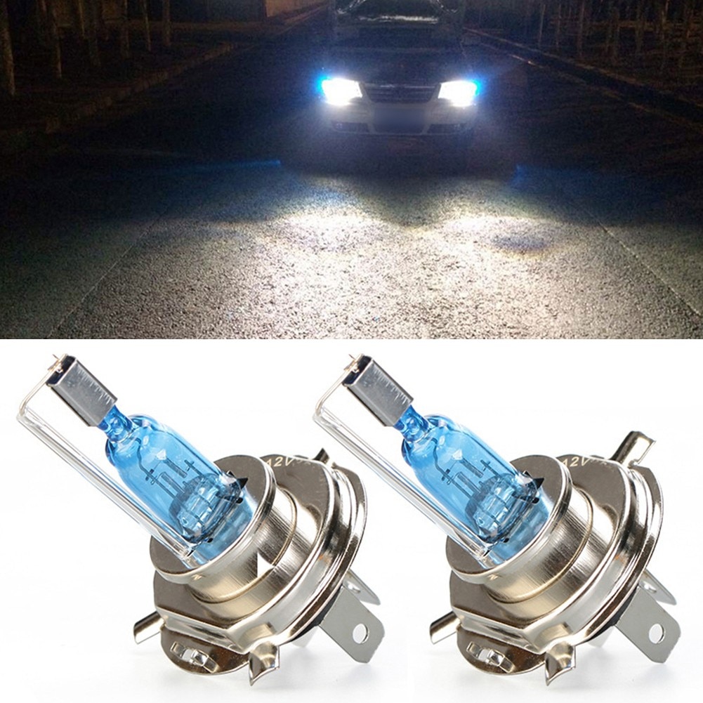 2 PCS H4 Car Headlight Bulb Super Bright 55W DC 12V Dual Low-Beam Bulbs Xenon White Daytime Driving Light Car Accessories
