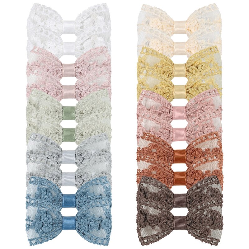 2023 New Kids Hairpin Girls Princess Embroidery Lace Bow Tie Hairpiece Clips Baby Girl Headwear Accessories Gifts 2pcs/set