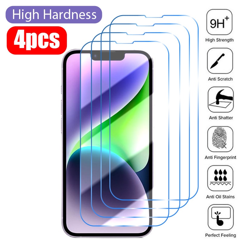 4Pcs Tempered Glass On the For iPhone 11 12 13 14 Pro Max Screen Protector For iPhone 14 13 X XR XS MAX SE Glass