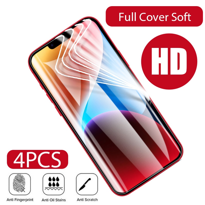 4Pcs Hydrogel Film Full Cover For iPhone 12 11 Pro Max 13 Mini Screen Protector For iPhone XR XS Max X 8 7 Plus 6 SE Not Glass