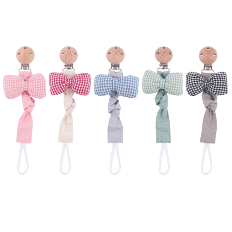 Cotton Linen Pacifier Clip Baby Bowknot Teether Clip Dummy Holder Infant Nursing Toy Anti-Drop Rope Pacifier Accessories A2UB