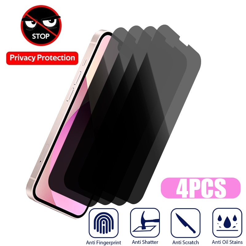 4PCS Privacy Screen Protector For iPhone 14 Pro 14 Plus Anti-Spy Glass on the for iPhone 14 Pro Max 14 Pro Tempered Glass