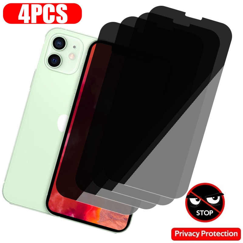 4Pcs Anti-spy Tempered Glass For iPhone 13 12 11 Pro Max Mini Privacy Screen Protector For iPhone 14 Plus XR Xs Max X Glass