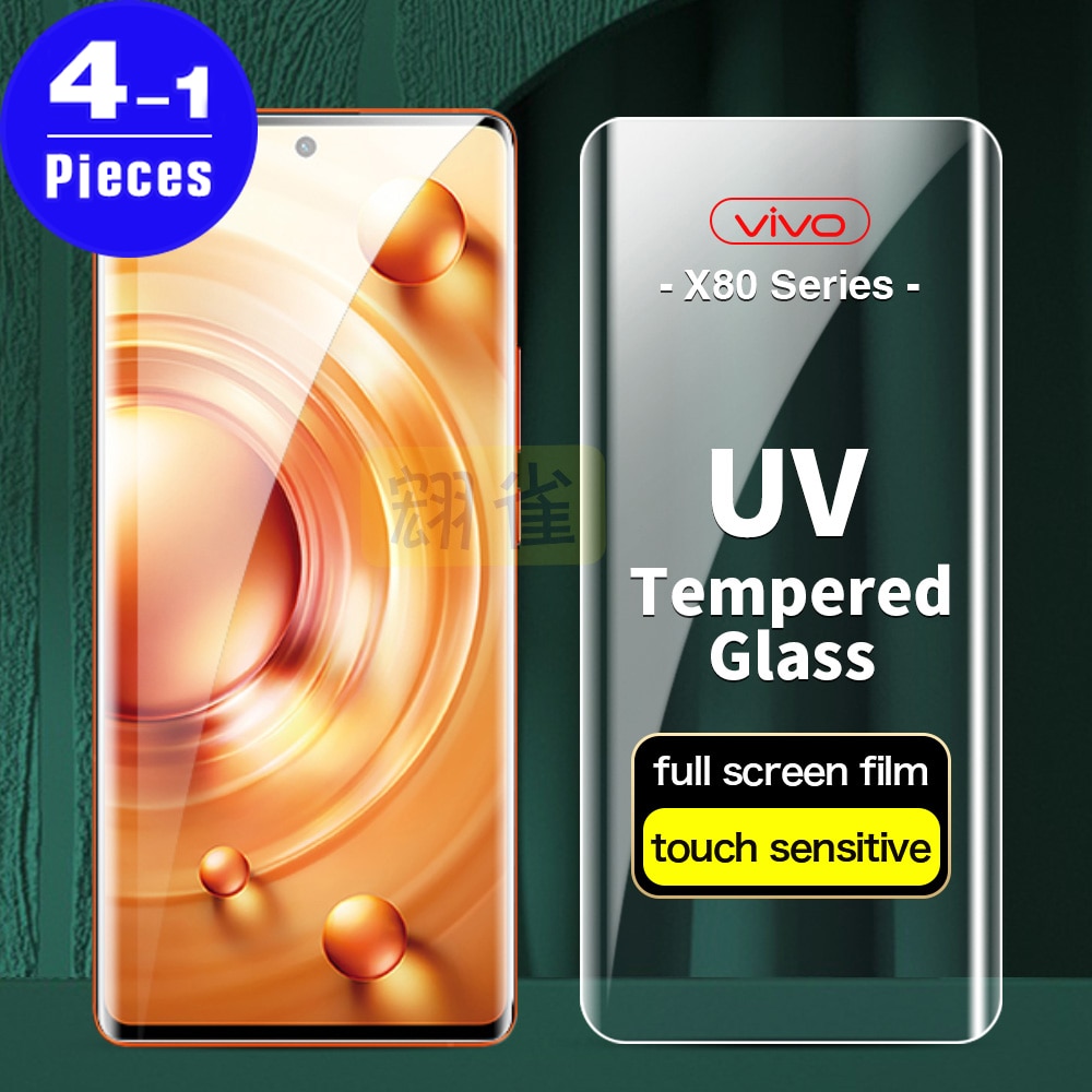 1-4Pcs 9D screen protector For vivo x80 x70 x60 pro plus x60T X60S x50 UV Tempered glass phone protective film cover smartphone