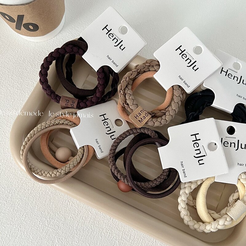4pcs/set Mixed Color Elastic Hair Bands Tie Headband Simple Elastic Rubber Hair Ring Rope for Girls Headwear Women Accessories