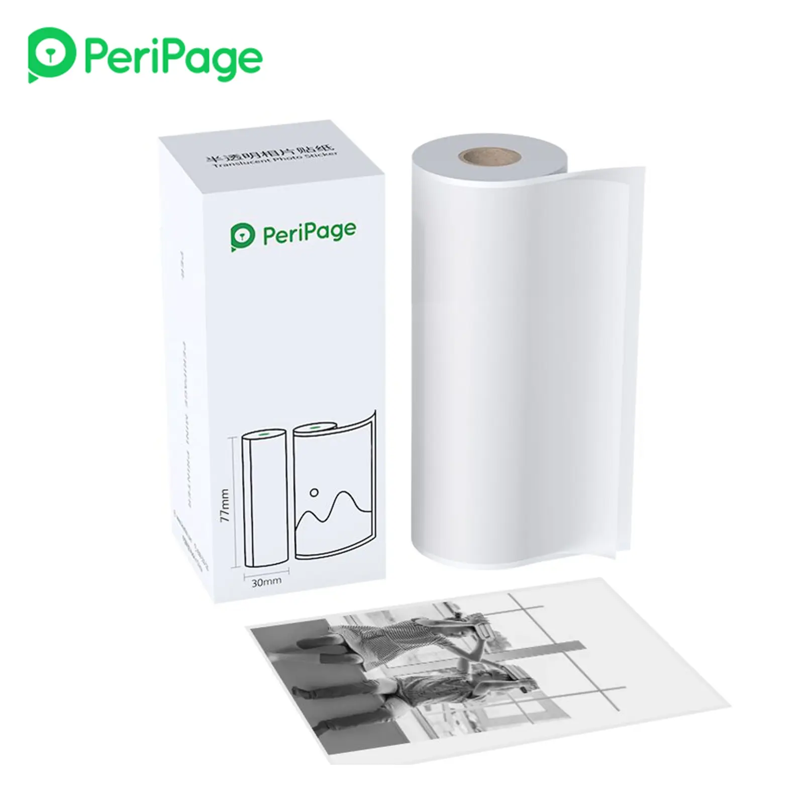 PeriPage Translucent Photo Sticker BPA-Free Adhesive Thermal Paper Roll Sticky Paper Waterproof
