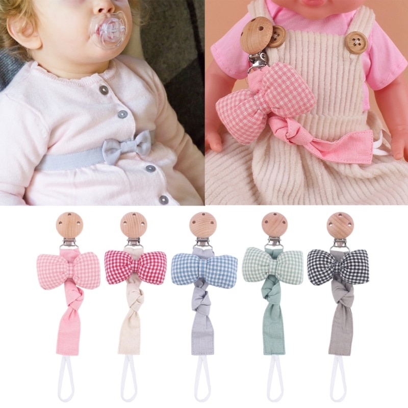 Cotton Linen Pacifier Clip Baby Bowknot Teether Clip Dummy Holder Infant Nursing Toy Anti-Drop Rope Pacifier Accessories QX2D