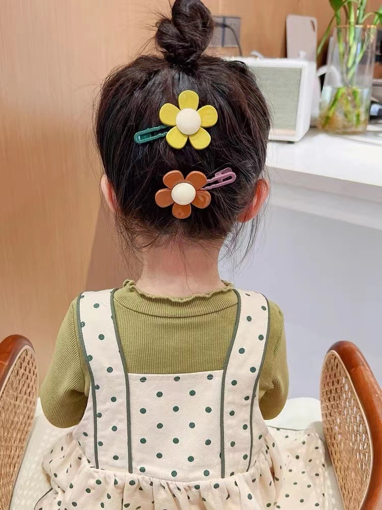 2Pcs/set 2023 New Mother Kids Hair Pin Clips Headband Kawaii Cute Flower Barrettes Hairpins for Baby Girls Children Accessories