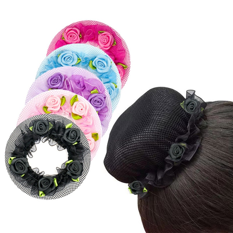 1Pcs Girls Cute Kawaii Flower Reusable Hair Cover Hair Net Banded Headwear Hair Accessories Ballet Dancewear