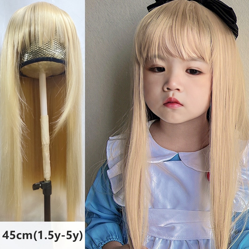 Children Beige Wig Baby Blonde Hair Accessories Kids Light Golden Toupee Headwear Teenage Headhoods Little Girl Aureate Headgear
