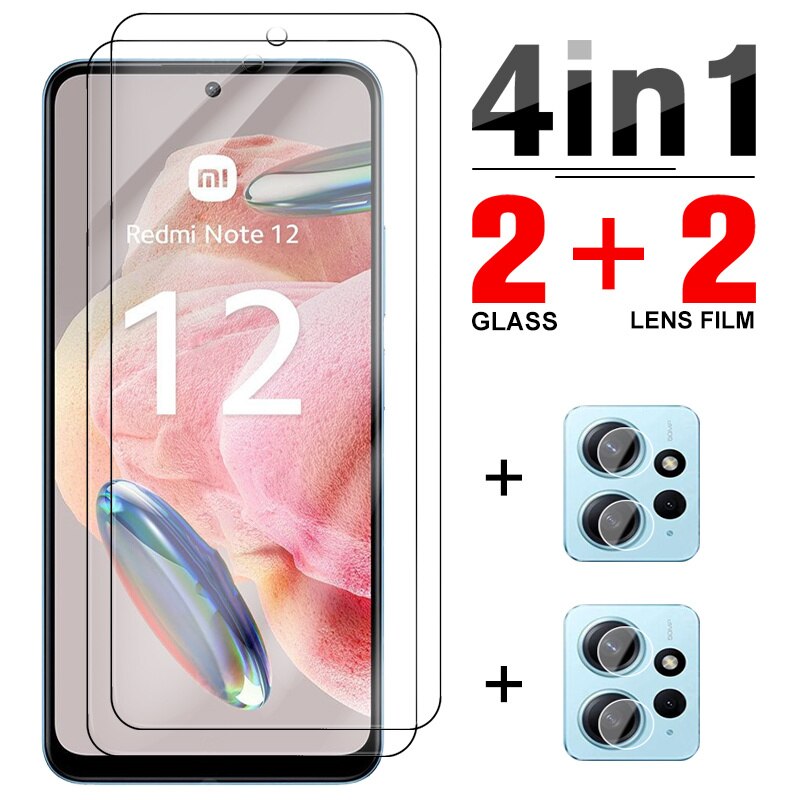 4in1 Clear Tempered Glass For Xiaomi Redmi Note 12 Note12 4G Full Cover HD Screen Protectors Redmy Note 12 Lens Protective Film