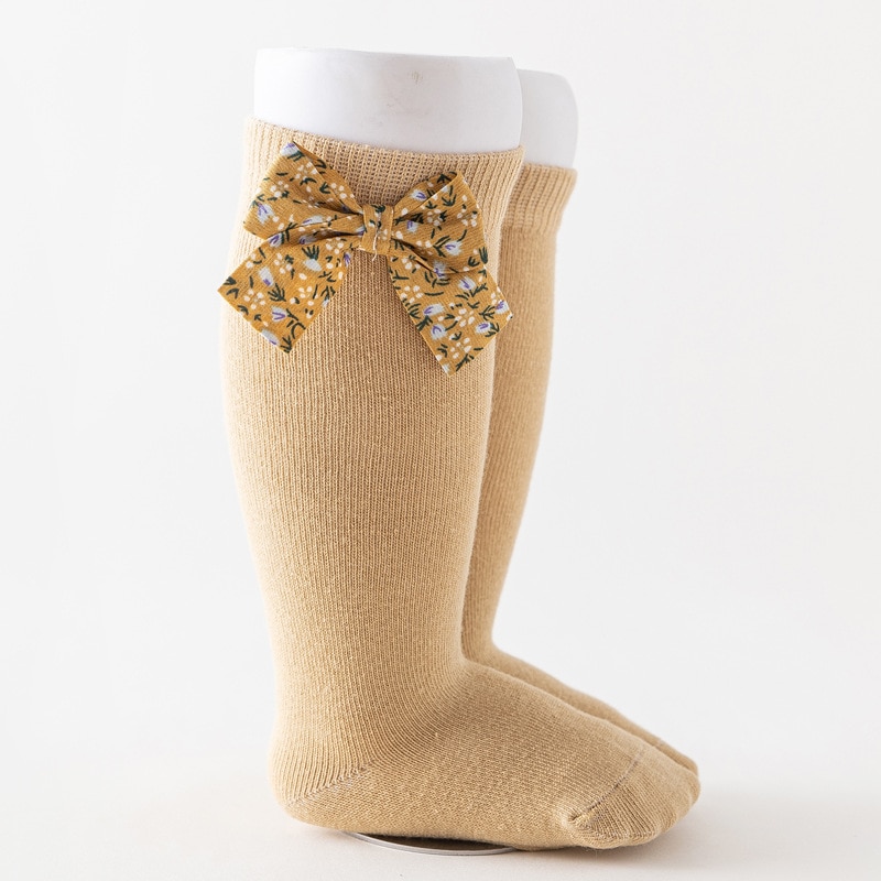 New Arrival Butterfly Knot Mid-tube Baby Cotton Socks with Loose Mouth for Children Bowknot Floral Pattern Baby Girl Accessories