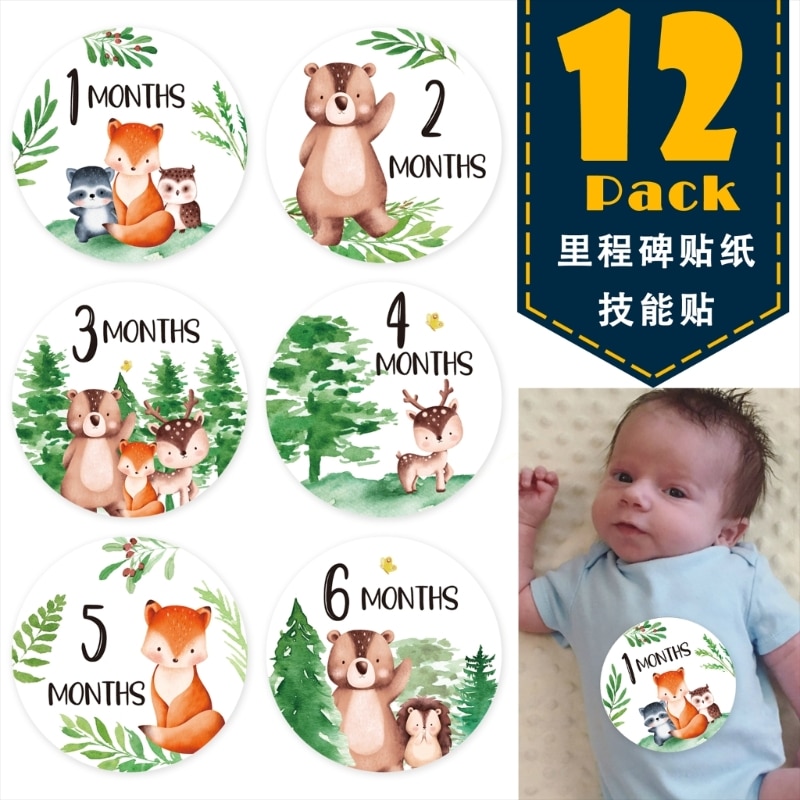 Baby Monthly Milestone Cards Paper Baby Milestone Cards Milestone Discs Photo Props Baby Gift for Baby Shower- Round