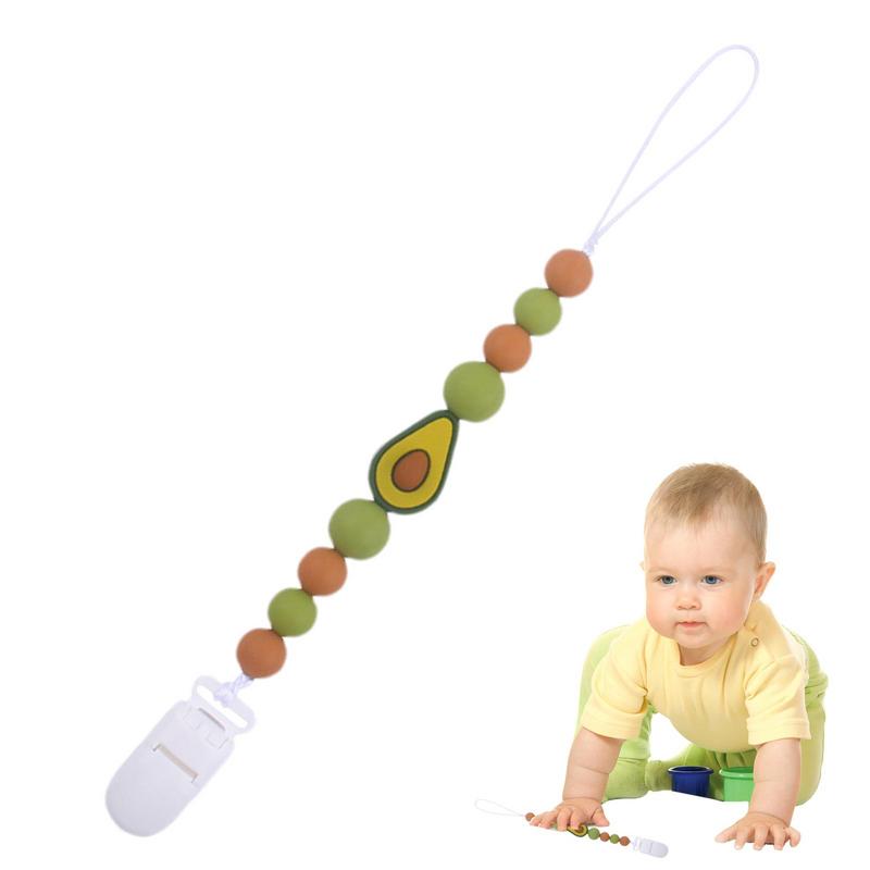 Pacifier Clip Silicone Pacifier Holder Clips And Teething Binky Clips Cute Pacifier Chain With Clip For Boys Girls Cartoon Food
