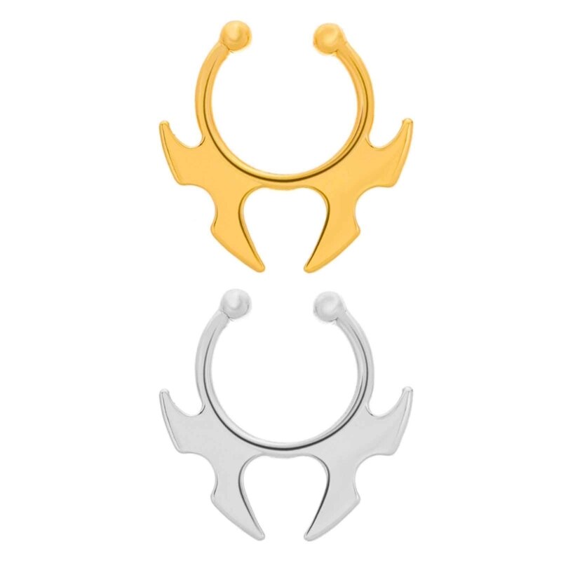 Non Perforated U Horn Nose Clip Fashion Geometric Bat Nose Ring Piercing Body Jewelery Nose Septum Retainer Rings 264E