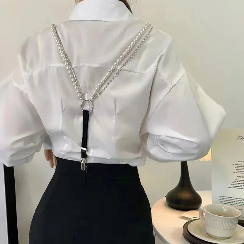 Slim Skinny Pearl Rhinestone Chain Decoration Strap Chain Entrainment Female Elastic Women