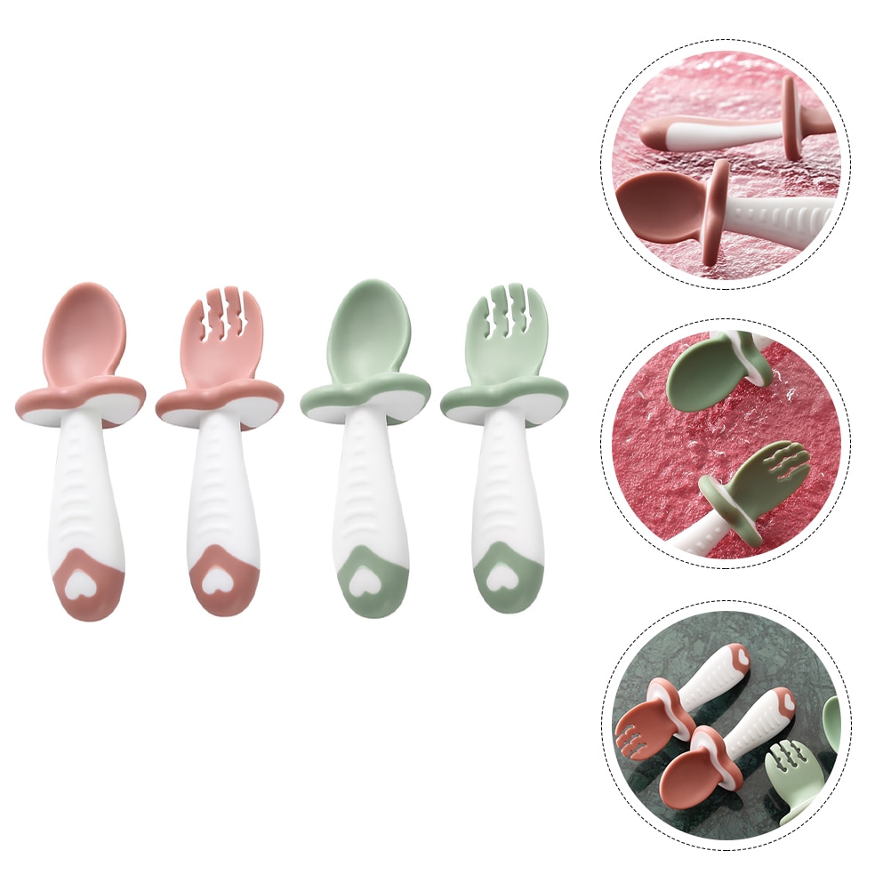 Kids Cutlery Baby Tableware Toddler Spoon Training Tableware Kids Spoons Baby Feeding Tool Soft Head Food Supplement Spoon