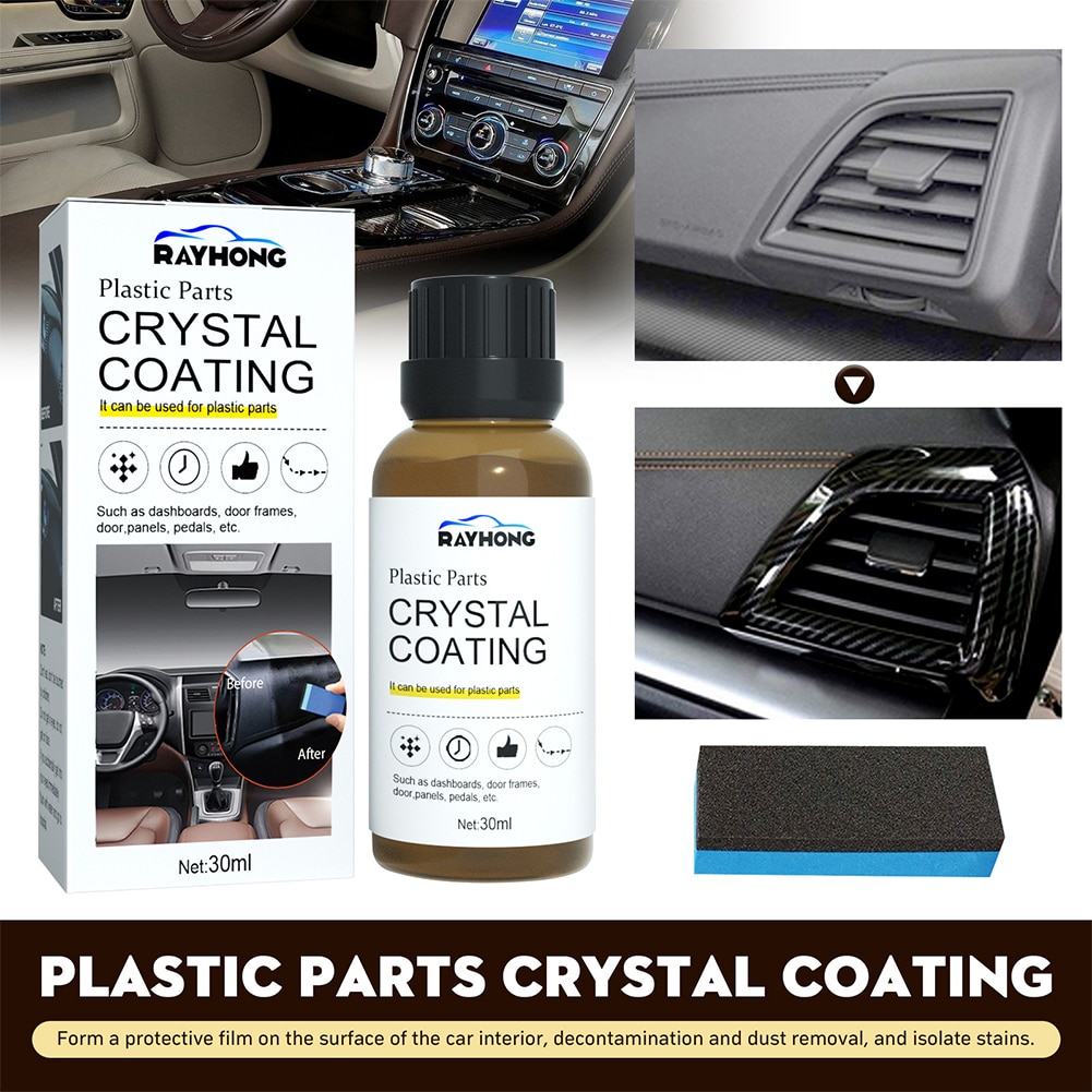 Universal Plastics Restorer 30ml Plastics Parts Crystal Coating Refurbish Agent With Sponge Long Duration Car Accessories