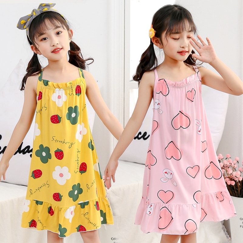 Girls Nightgowns Kids Nightdress Baby Sleepwear Summer Sleeping Dress For Girl Home Clothes Children Night Dress Cute Pajamas