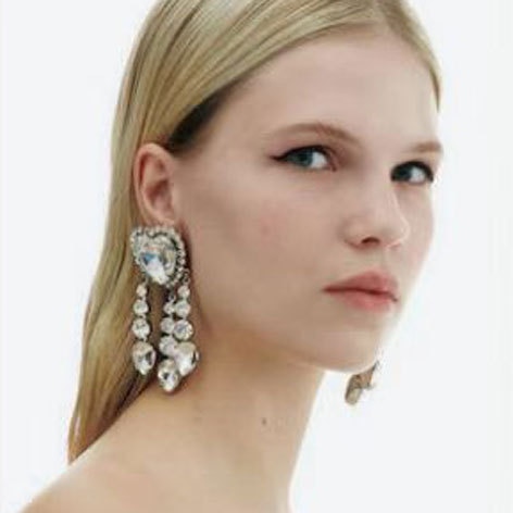 Luxury Full Rhinestone Heart Tassels Dangle Earrings Bridal Wedding Dinner Party Jewelry Fashion Earring