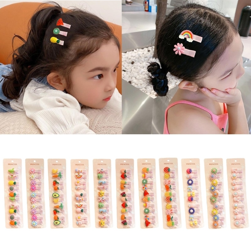 10PCS Girls Hairpins Snap Clips for Children Thin Thick Hair Sweet Flowers/Bow Hair Clip Hair Accessories for Girl Pet A2UB