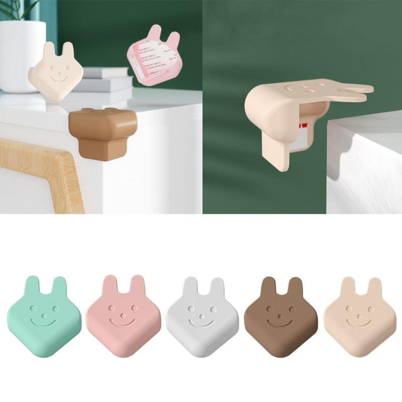 4-piece/set Corner Guards Edge Bumpers Bunny Shape Baby Child Safety Proof Furniture Table Protectors 5-Color for option QX2D