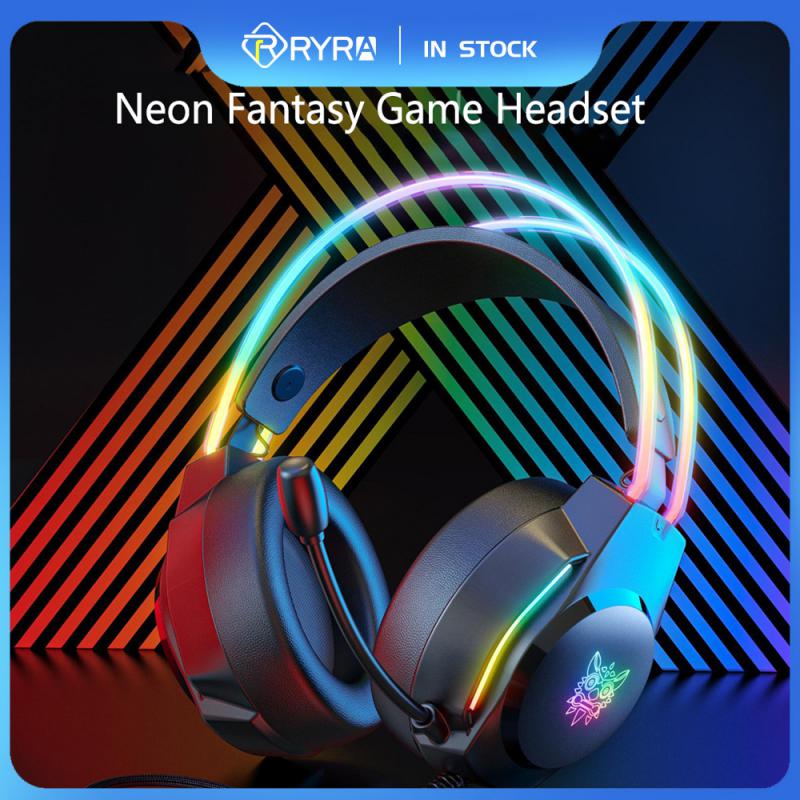 RYRA Gaming Headset RGB Headset Colorful Luminous Game Music With Mic For Mobile Phone Computer PC PS4 Xbox PS5 Switch Laptop