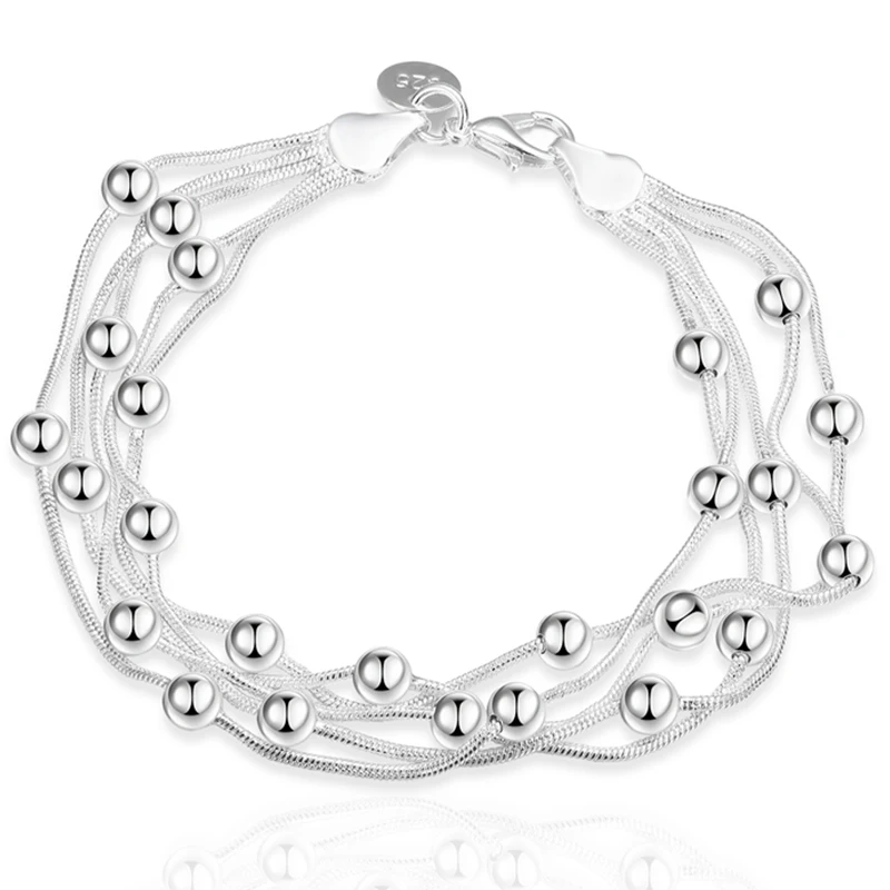 hot sell fashion fine product 925 Sterling Silver Jewelry chain beads Bracelets For cute lady women