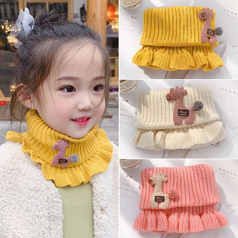 New Children Lace Scarf Neck Bib For Girls Knitted Warm Collar Winter Fashion Warm Outdoor Protect Winter Warm Baby Scarf