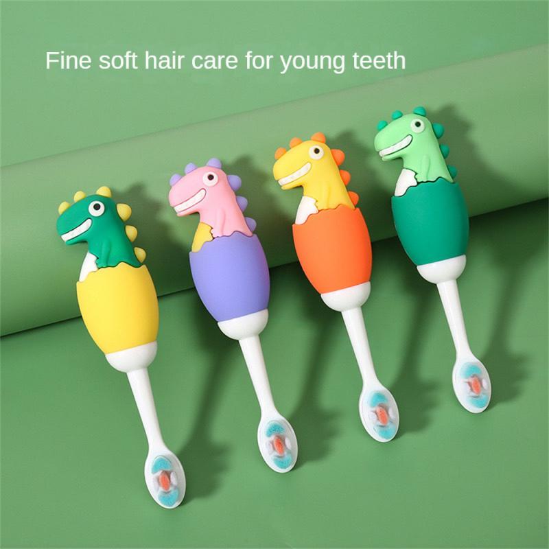 Children's Antibacterial Toothbrush Cute Cartoon Dinosaur Soft Hair Fine Hair Small Head Independent Packaging Baby Toothbr