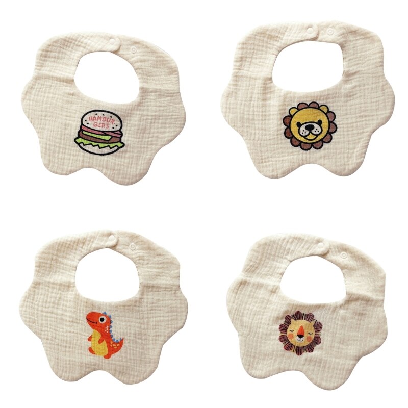 Baby Bib Breathable Newborn Drooling Bib Gauze-Cotton Burp Cloth with 2-Stage Snap Infant Teething Bibs Feeding Towel