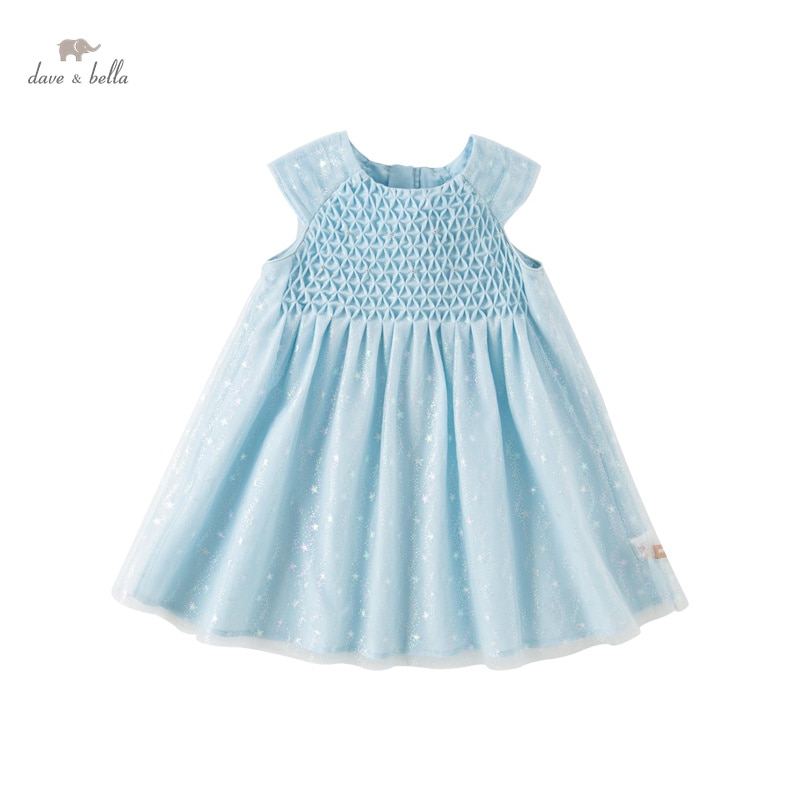 Dave Bella Girl's Blue Sleeveless Dress Mesh Party Dress New Summer Fashion DB2233941