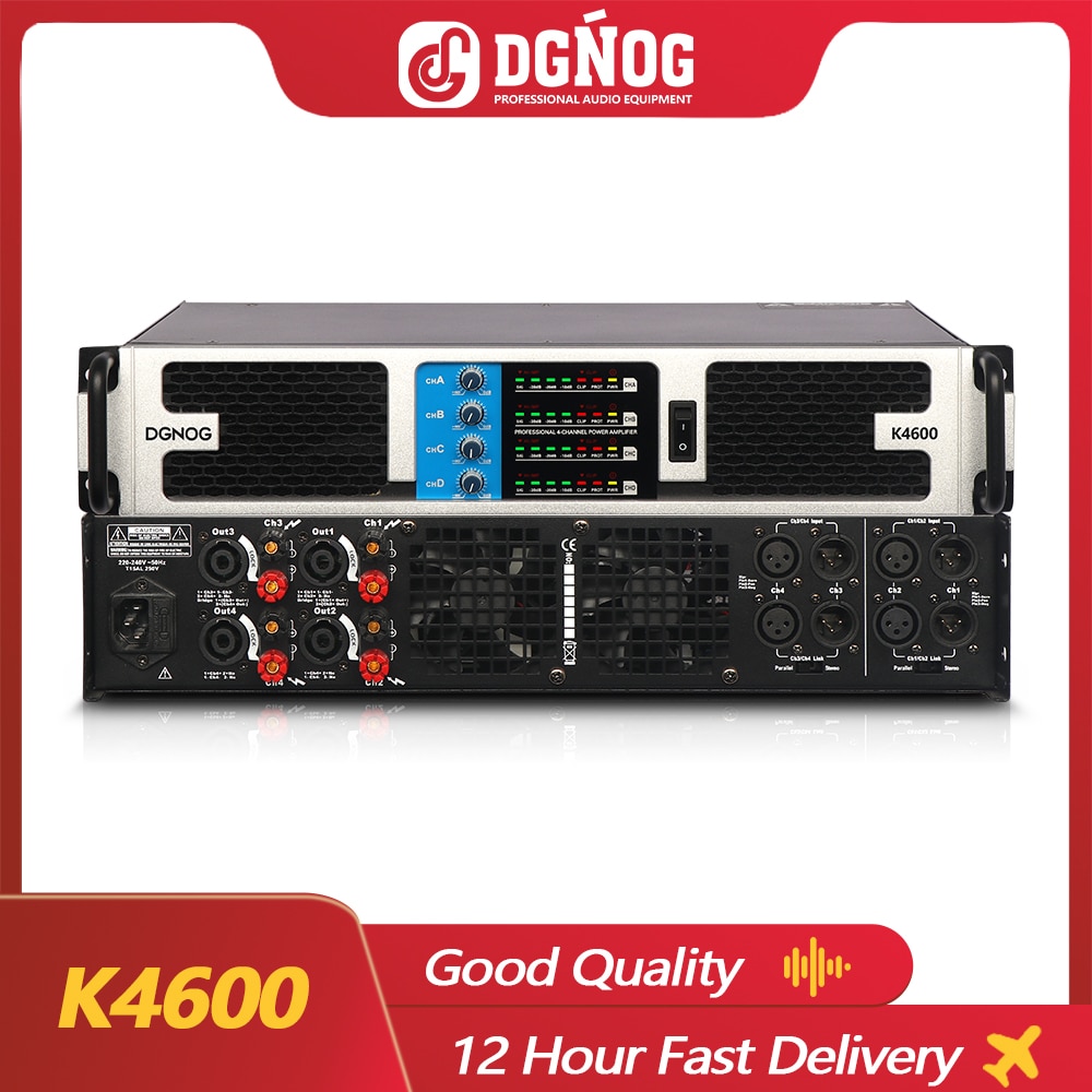 4 Ohm 1100W*4 Professional Digital Power Amplifier DJ Audio Digital Power Amplifier 4 Channels 2U for Stage Performance DGNOG