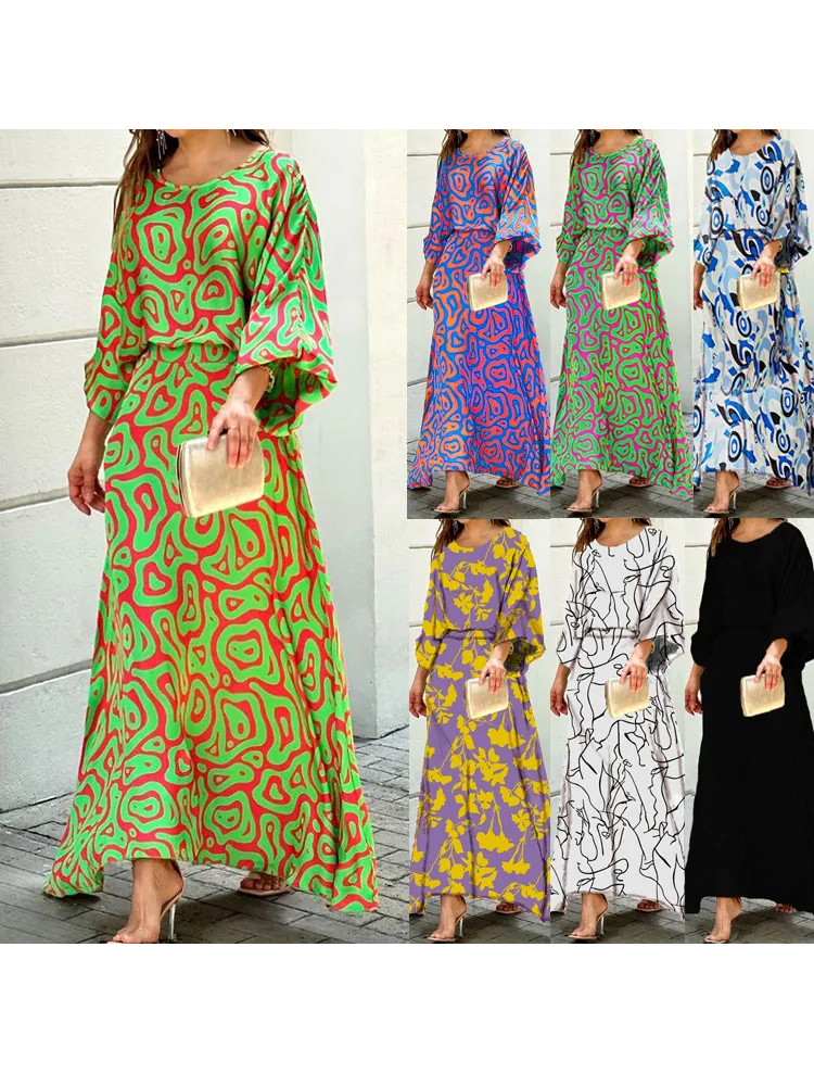 2023 Cross-border European and American Women's Spring New Loose Print Long Sleeve Top High Waist