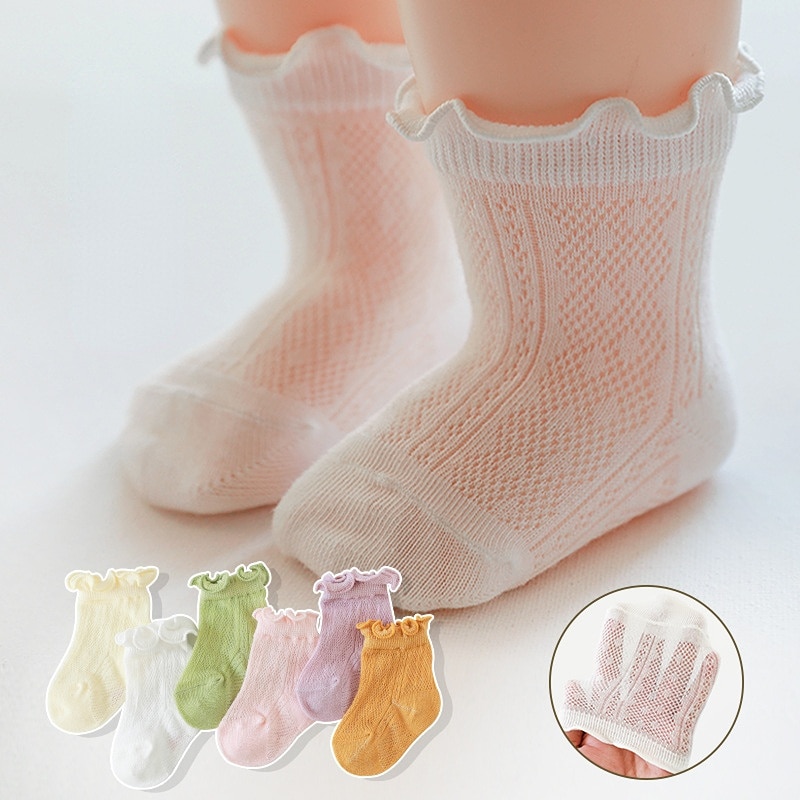 Summer Baby Girl Socks Kids Lace Flower Princess Mesh Socks for Toddler Soft Cotton Thin Breathable Newborn Infant Baby Socks