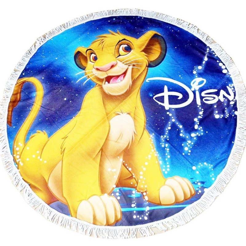 Disney Simba Lion King Cartoon Winnie Microfiber Beach Towel Sport Swimming Bath Towel 150cm with Tassel for Children Mommy