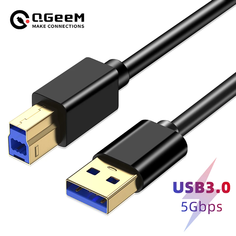 QGeeM supper Speed USB 3.0 Printer Cable usb 3.0 am to bm cable USB3.0 Cable  Extension Printer Wire