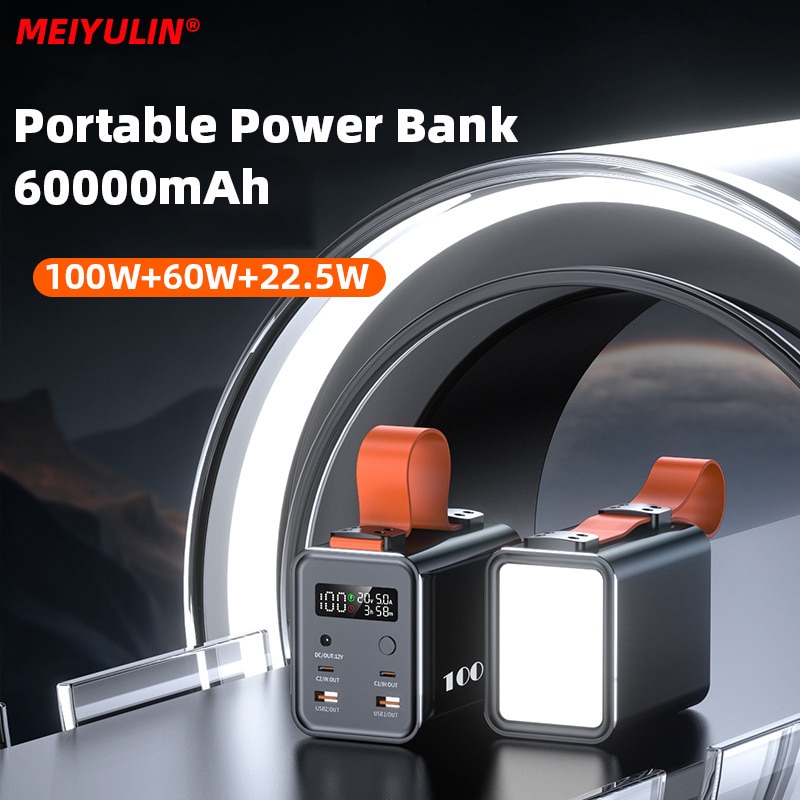 60000mAh Large Capacity Power Bank station 100W PD USB C DC Fast Charging External Battery Powerbank For iPhone 14 Xiaomi Laptop