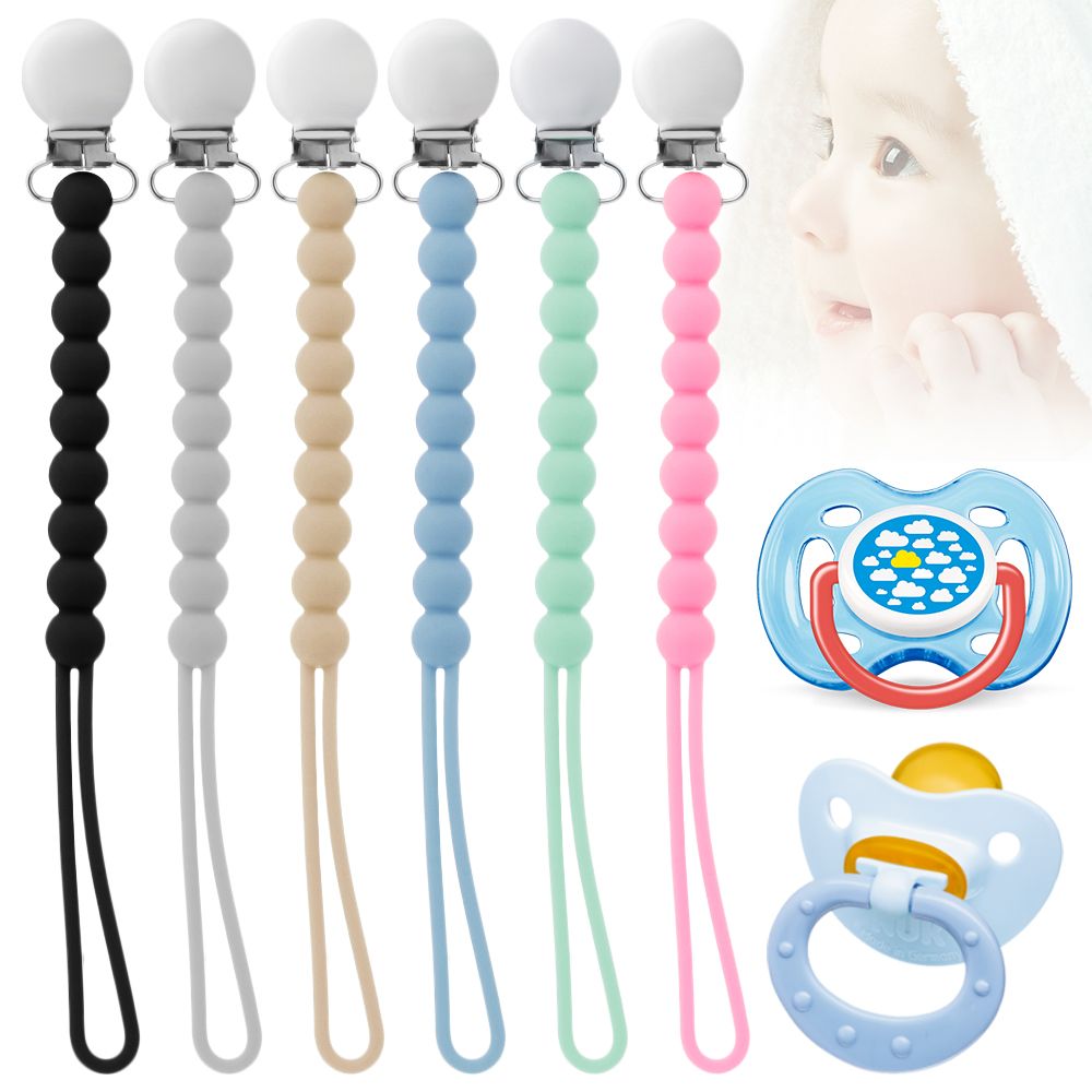 Safe Stainless Steel Silicone Teether Pacifier Clip Teething Chain Nipple Holder Baby
